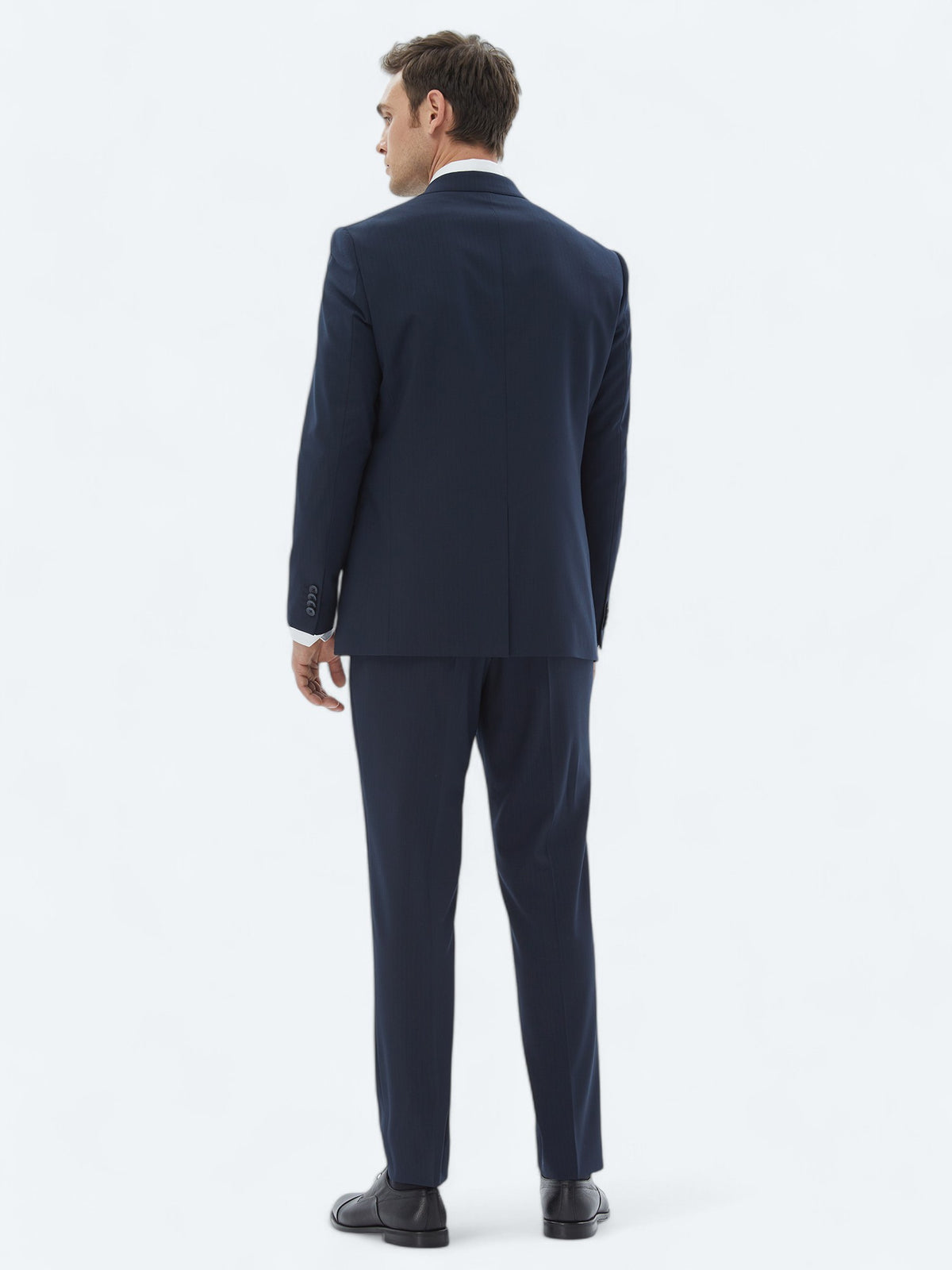 Lacivert Çizgili Comfort Fit Takım Elbise