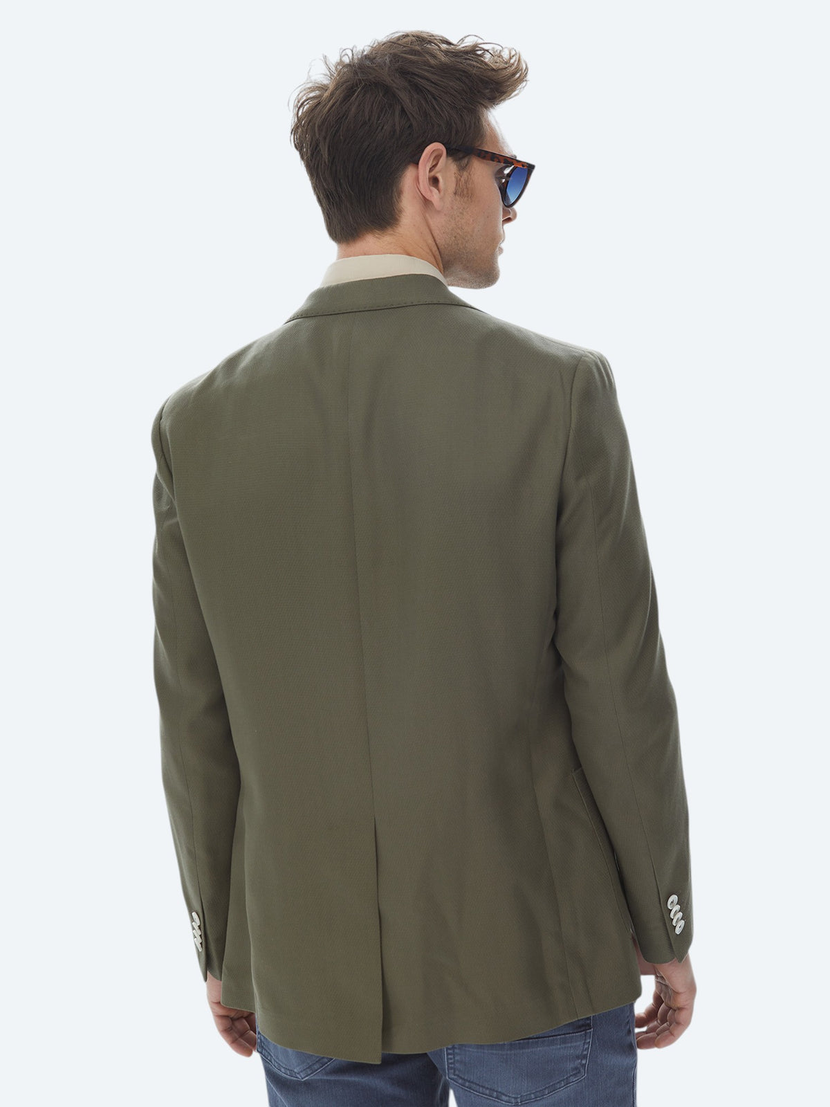 Haki Desenli Modern Fit Ceket