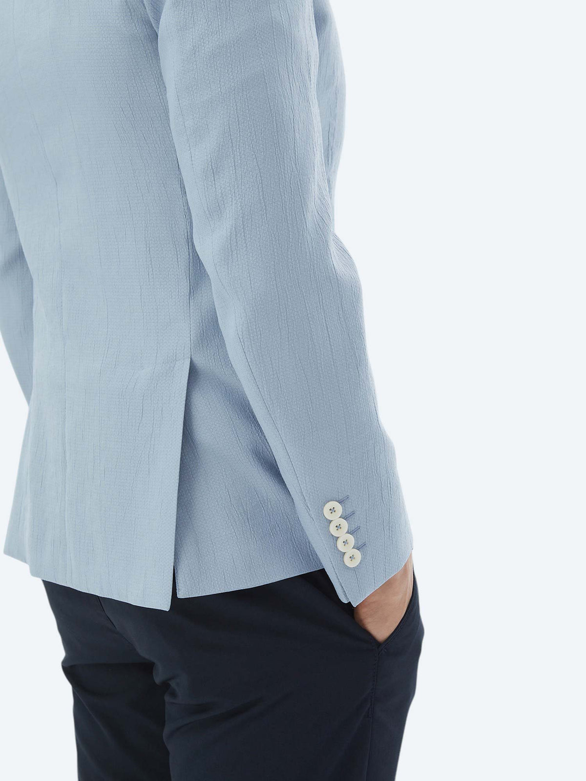 Açık Mavi Düz Slim Fit Ceket
