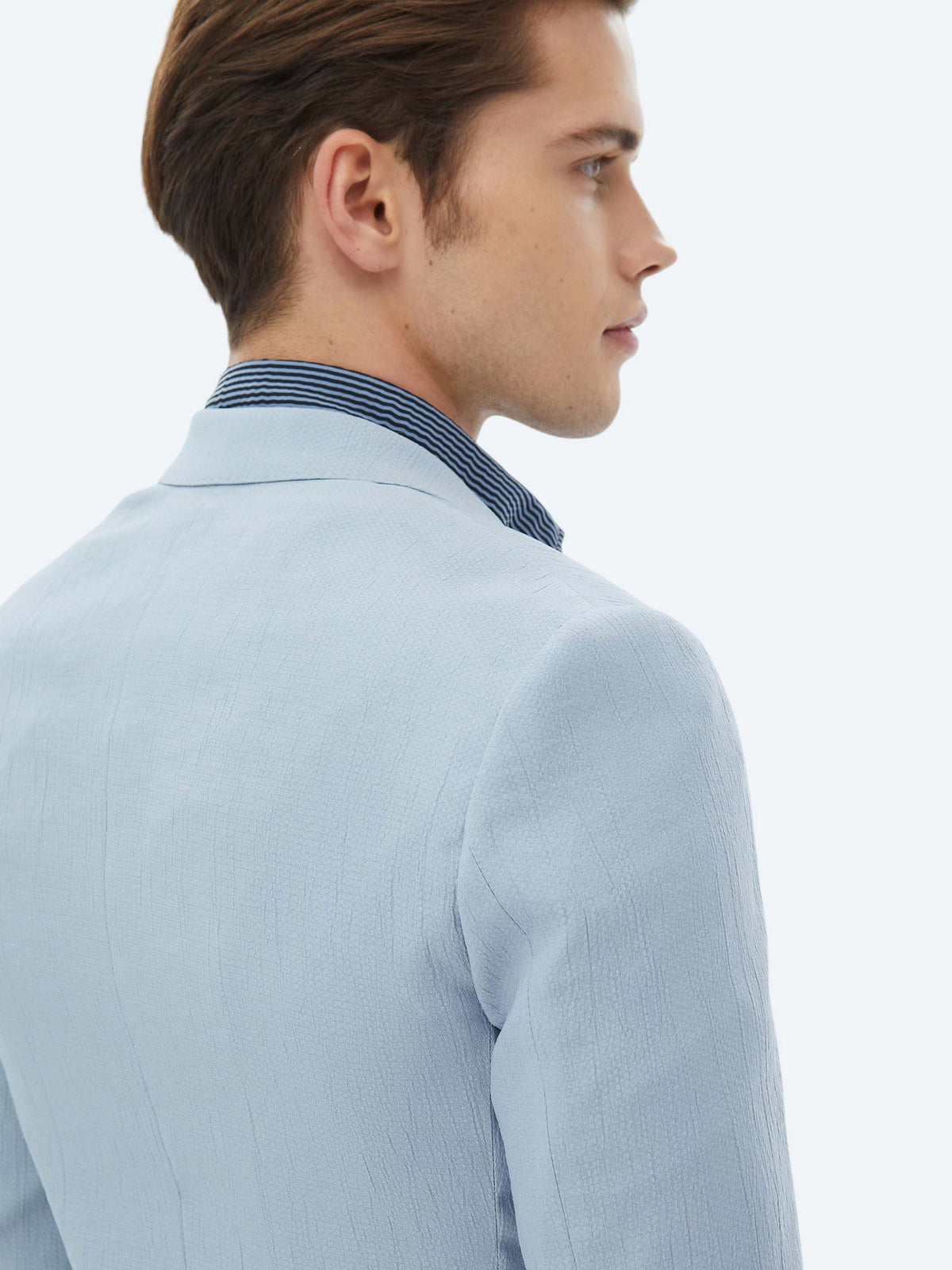 Açık Mavi Düz Slim Fit Ceket