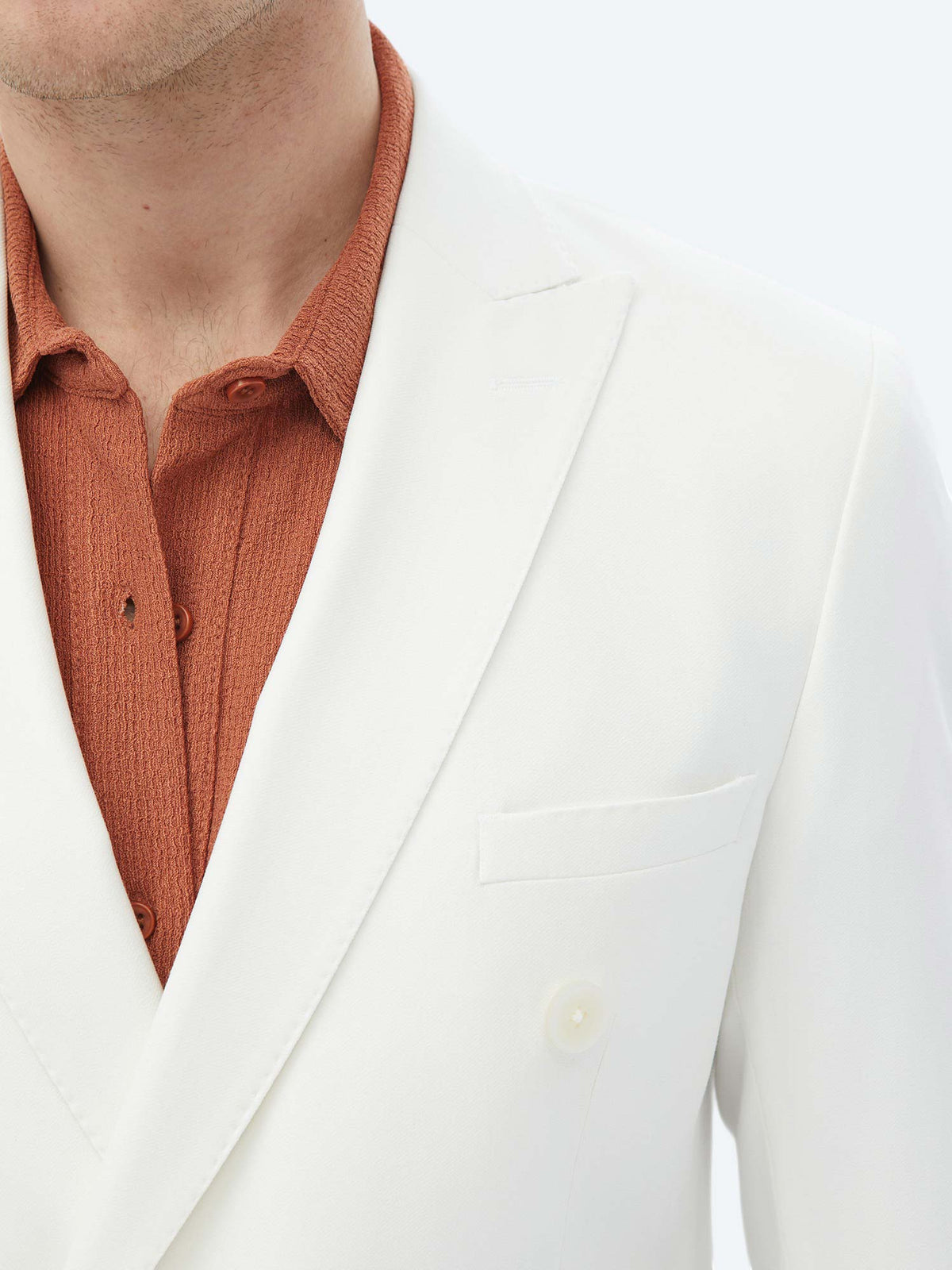 Ekru Düz Slim Fit Takım Elbise