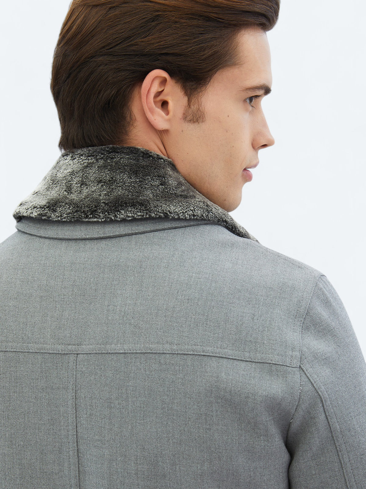 Gri Regular Fit Casual Dokuma Mont
