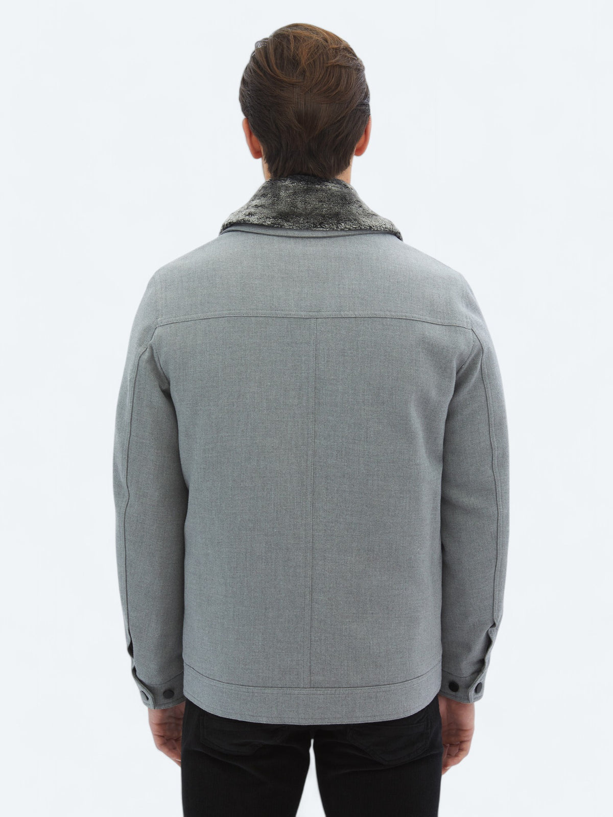 Gri Regular Fit Casual Dokuma Mont