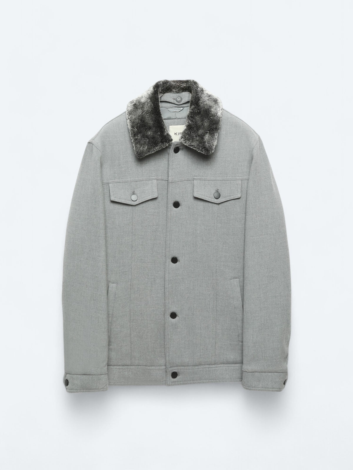 Gri Regular Fit Casual Dokuma Mont