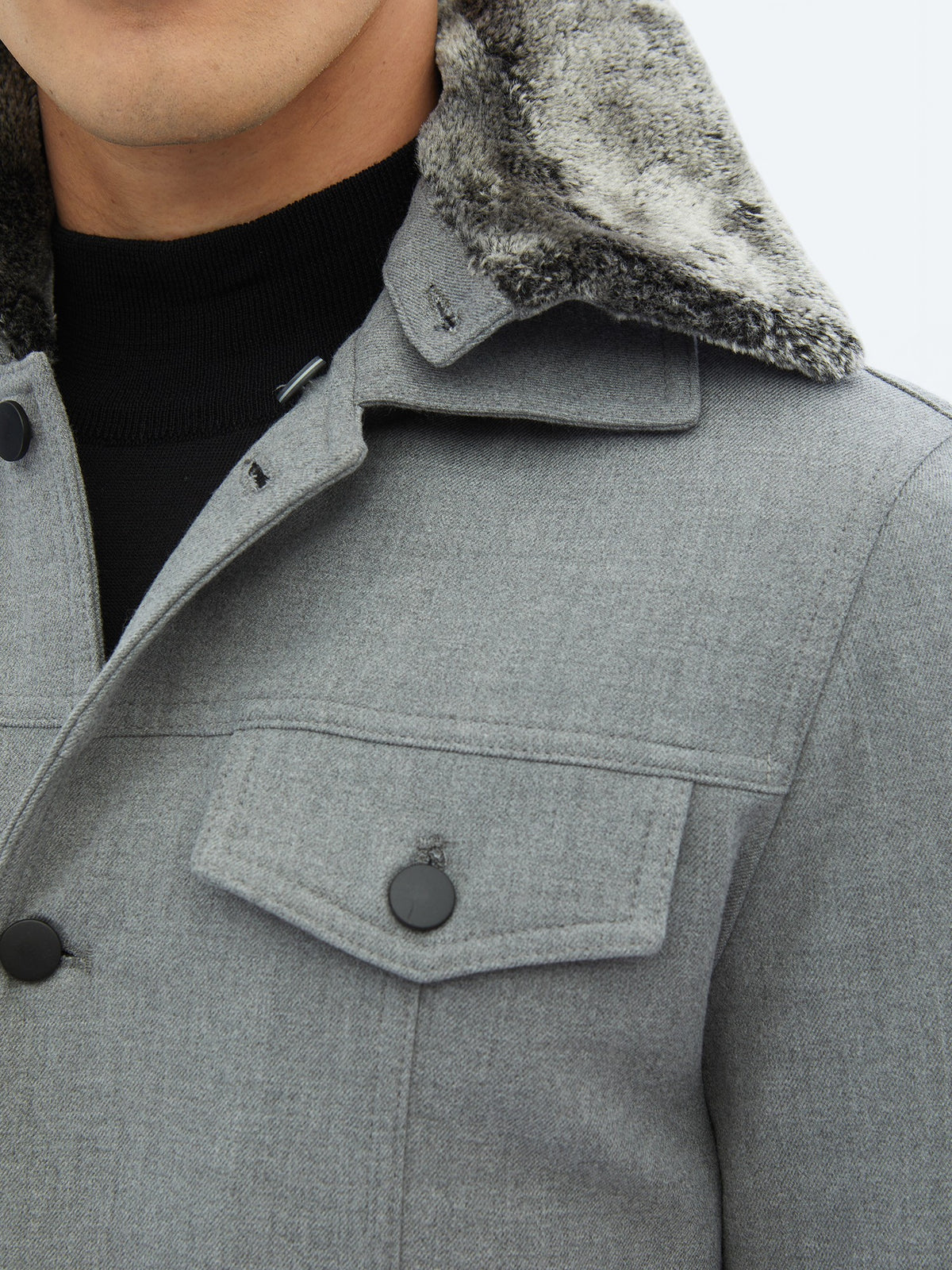 Gri Regular Fit Casual Dokuma Mont