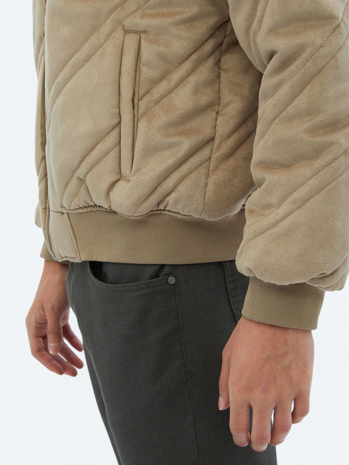 Bej Regular Fit Dik Yaka Casual Dokuma Mont