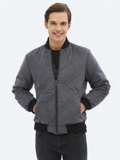 Antrasit Regular Fit Dik Yaka Casual Dokuma Mont
