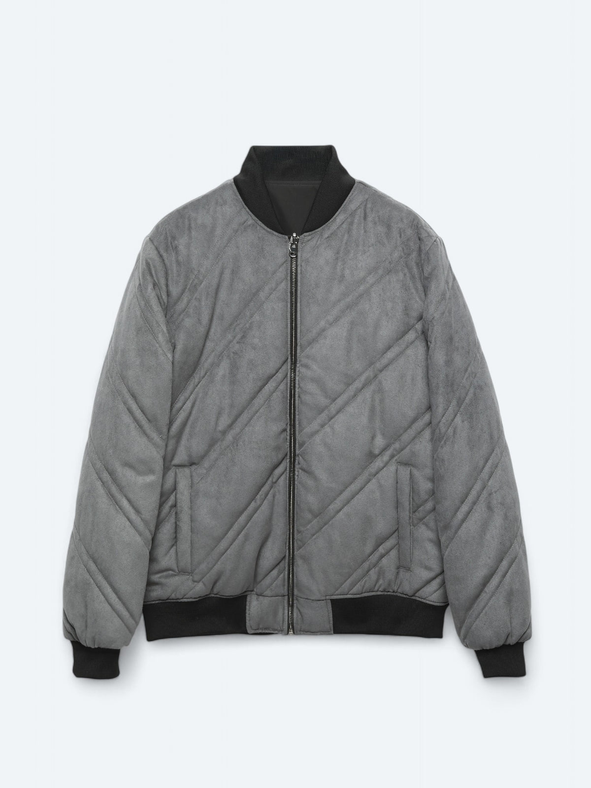 Antrasit Regular Fit Dik Yaka Casual Dokuma Mont