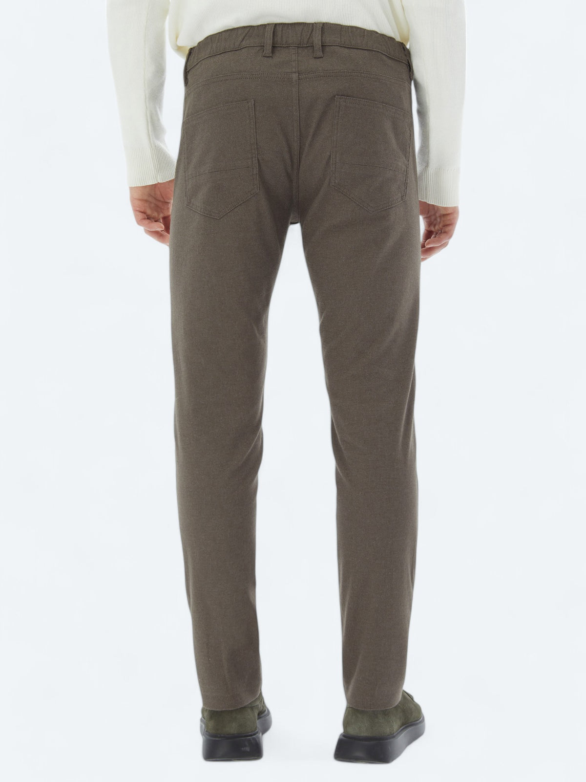 Açık Kahve Dokuma Slim Fit Casual Pamuk Karışımlı Pantolon
