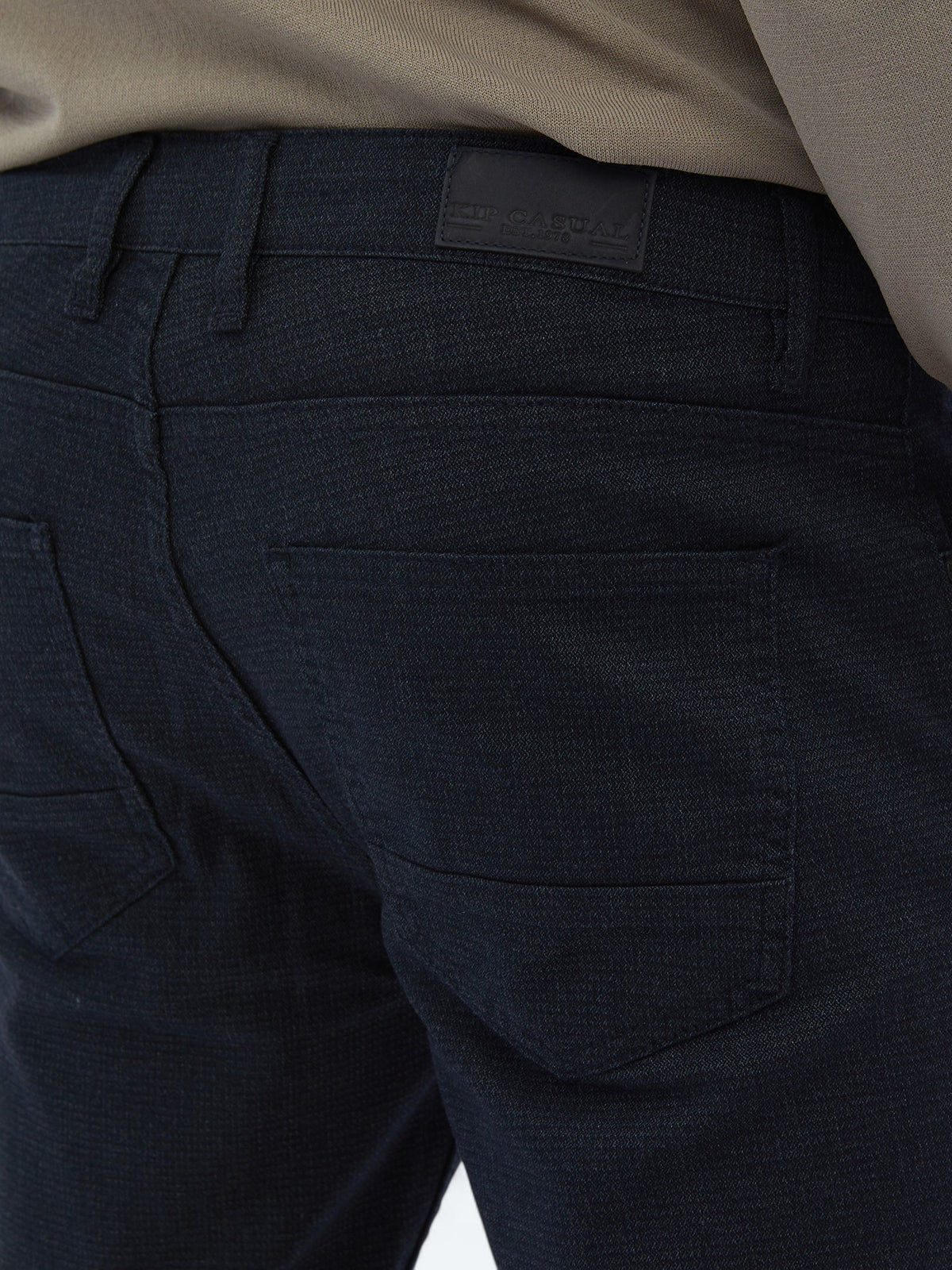 Lacivert Dokuma Slim Fit Casual Pamuk Karışımlı Pantolon