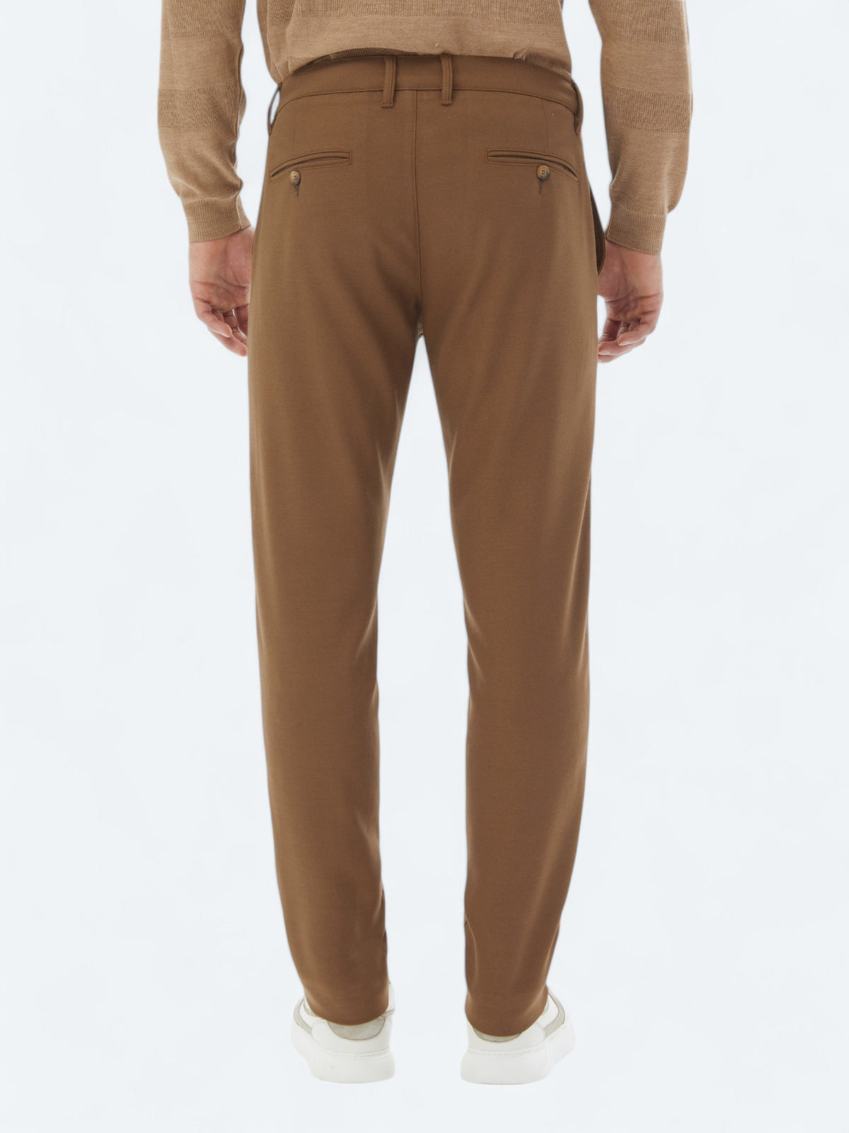Kahverengi Dokuma Slim Fit Casual Pantolon