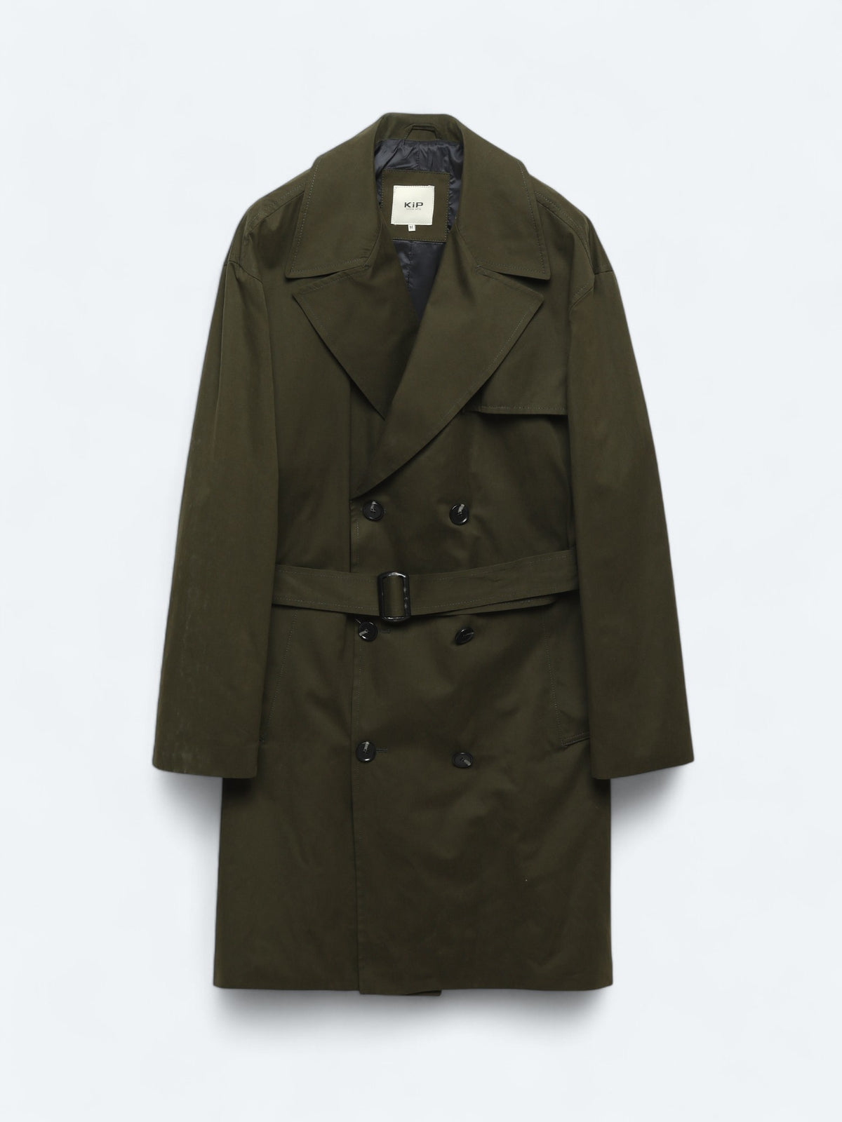 Haki Oversize Fit Kruvaze Yaka Casual Dokuma Pardösü