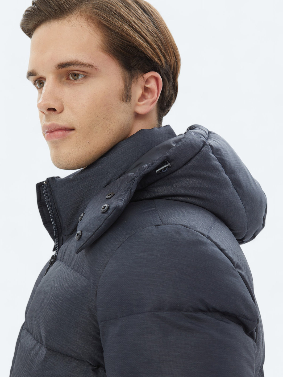 Lacivert Regular Fit Kapüşonlu Casual Dokuma Mont