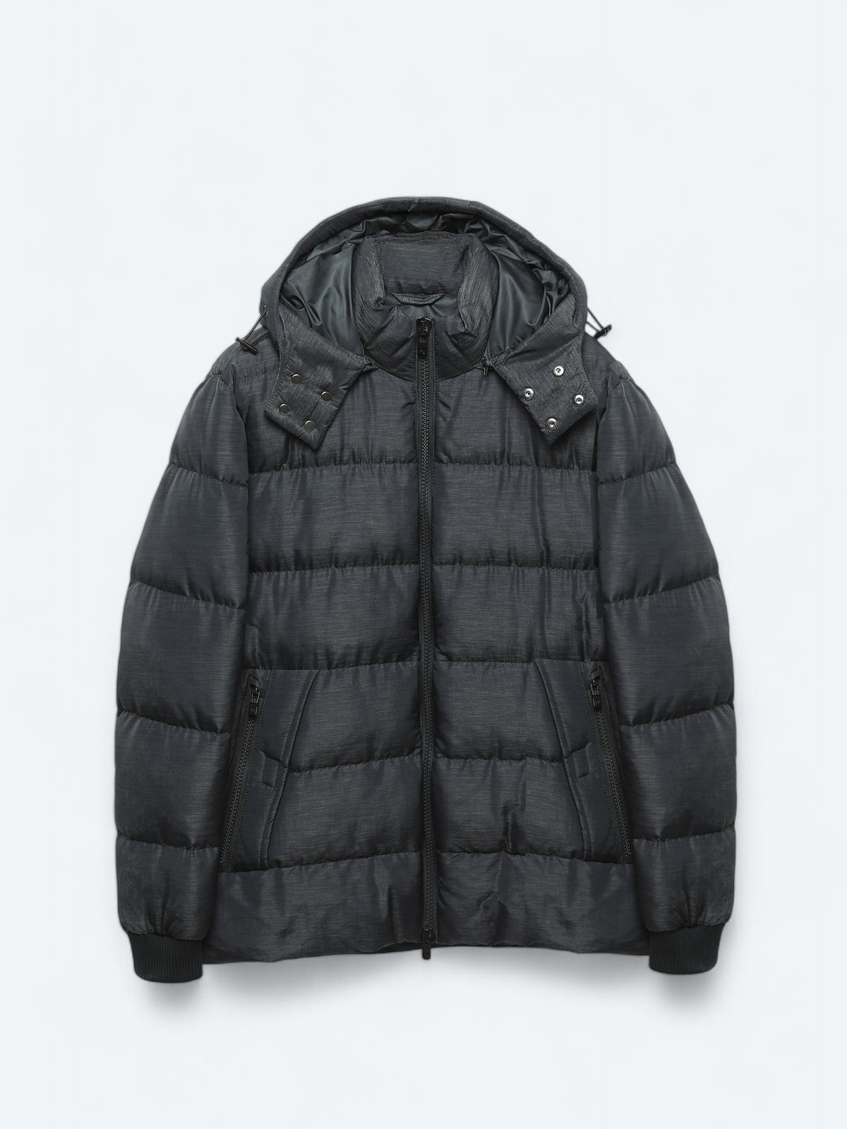 Lacivert Regular Fit Kapüşonlu Casual Dokuma Mont