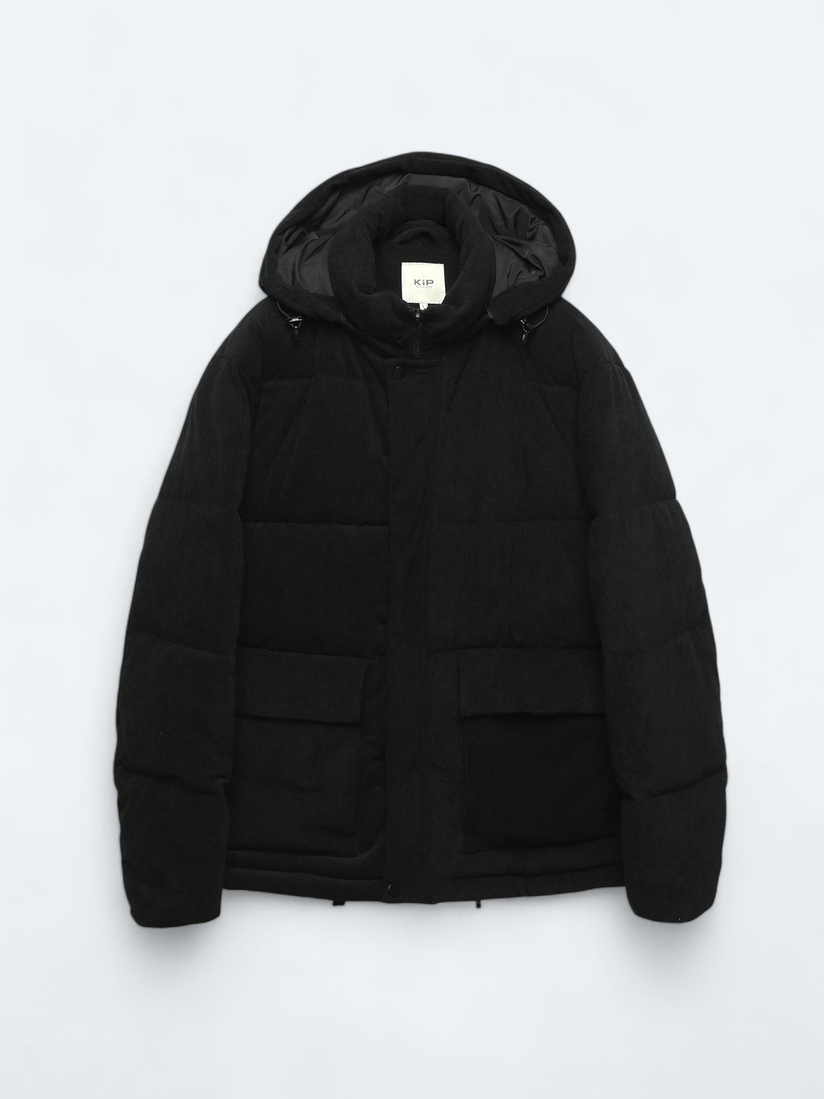 Siyah Regular Fit Kapüşonlu Casual Dokuma Mont