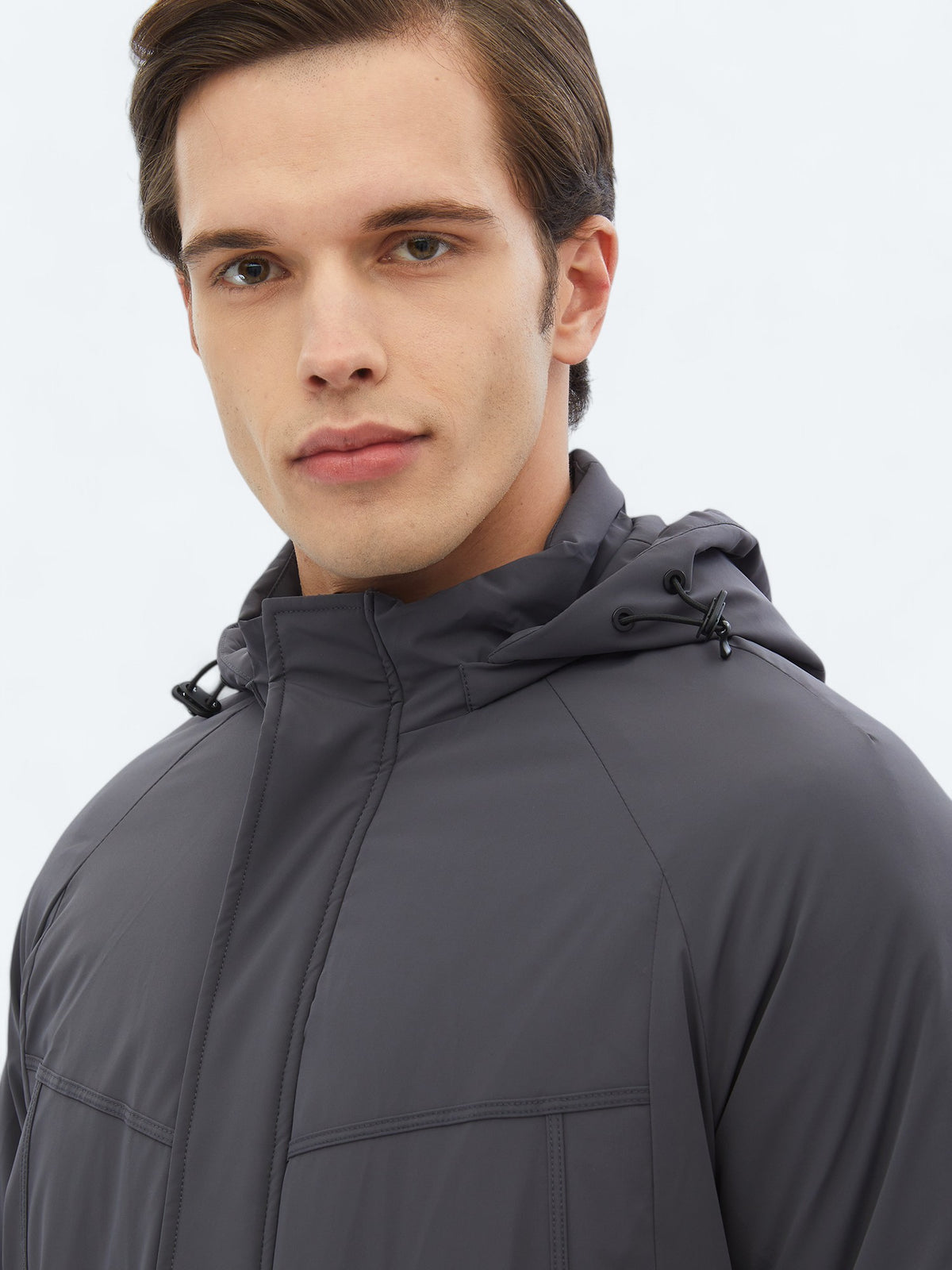 Gri Regular Fit Casual Dokuma Mont