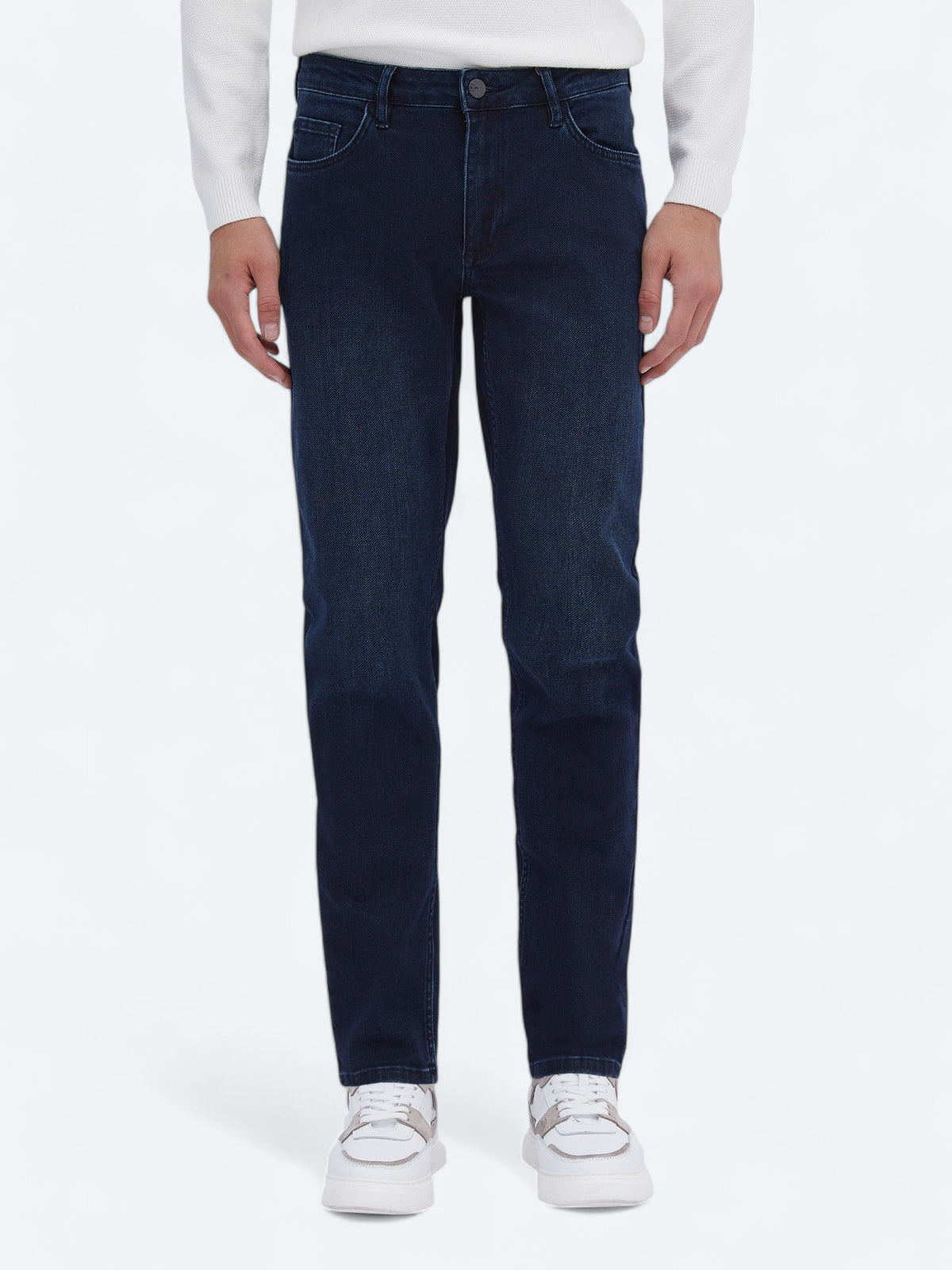 Lacivert Slim Fit Denim Pamuk Karışımlı Pantolon