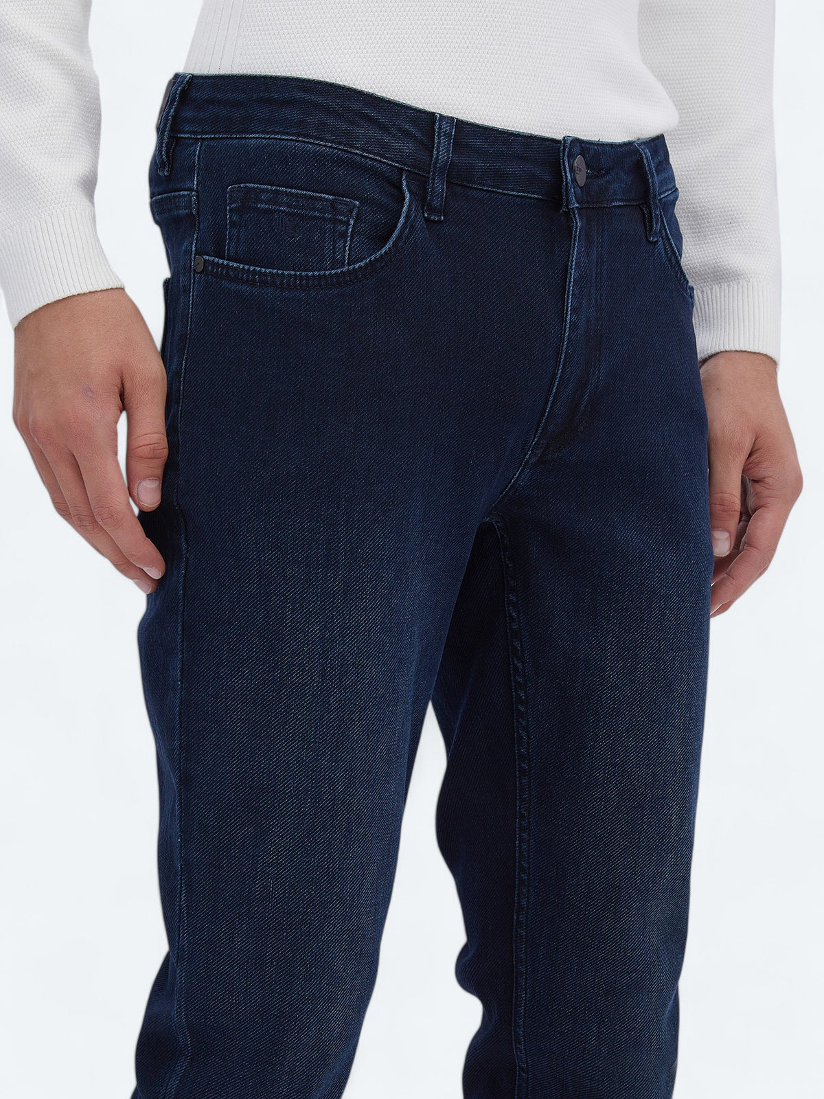 Lacivert Slim Fit Denim Pamuk Karışımlı Pantolon