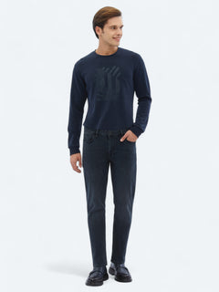 Lacivert Slim Fit Denim Pamuk Karışımlı Pantolon