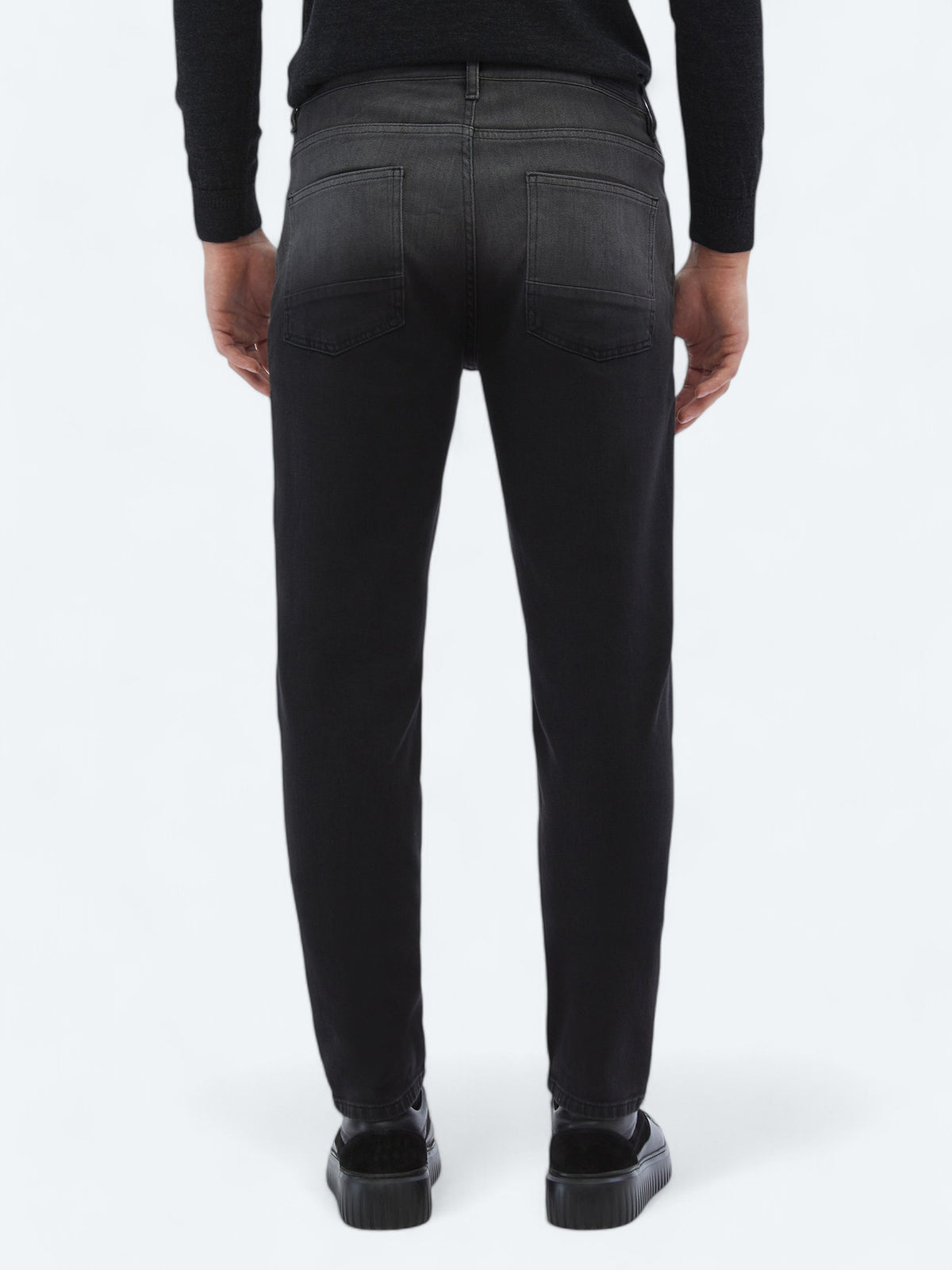 Siyah Slim Fit Çevre Dostu Denim Pamuk Karışımlı Pantolon