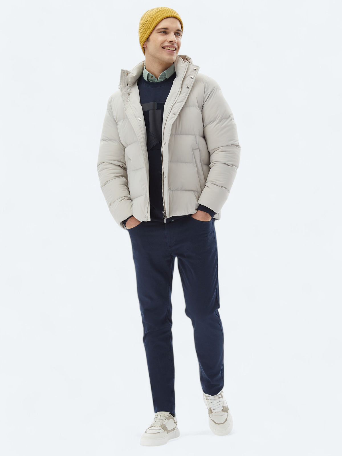 Taş Regular Fit Casual Dokuma Mont