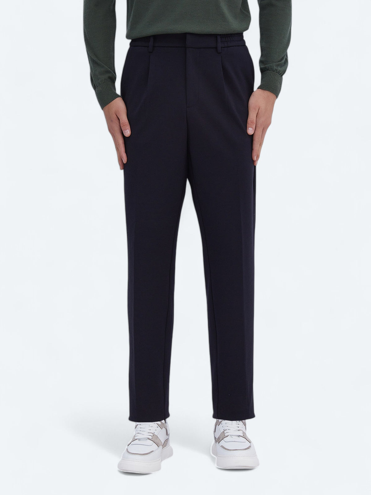 Lacivert Örme Carrot Fit Casual Pantolon