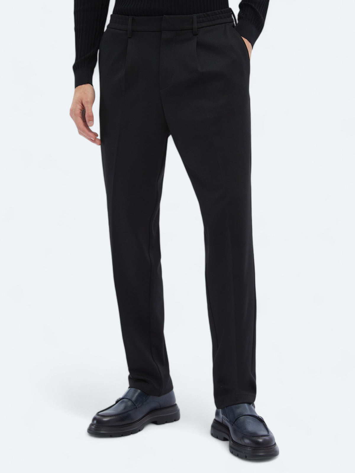 Siyah Örme Carrot Fit Casual Pantolon
