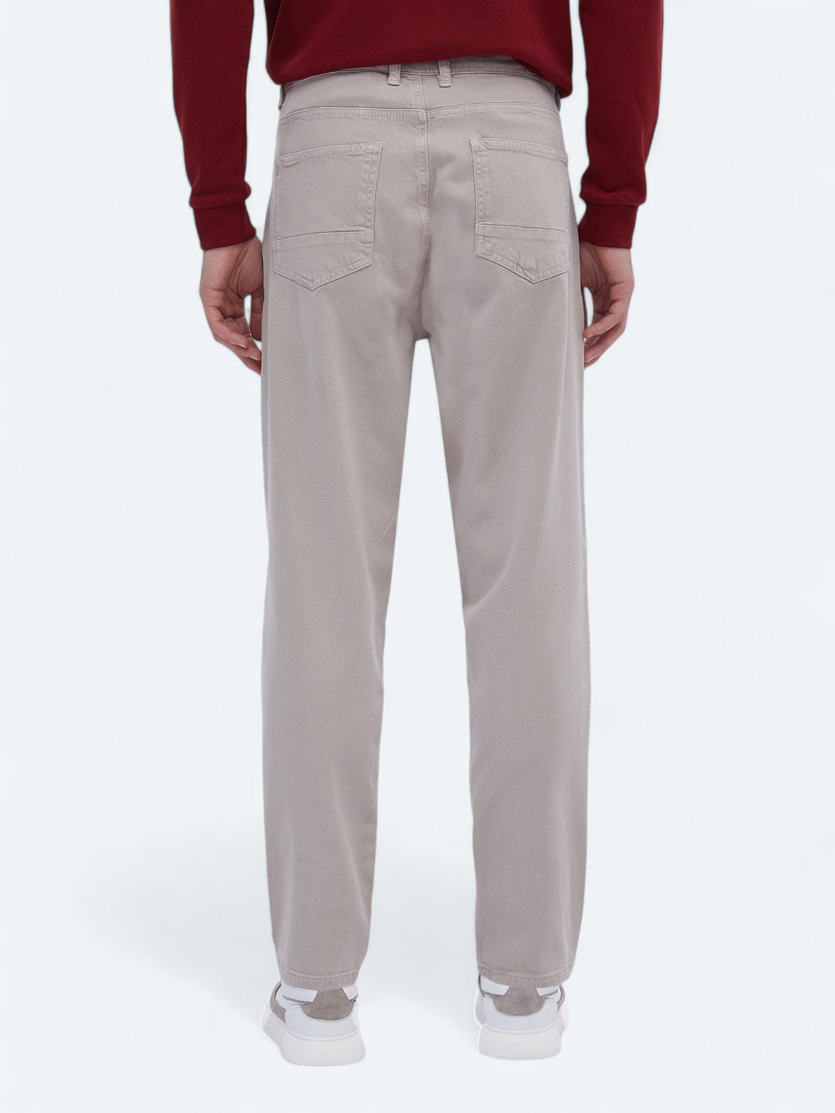 Bej Dokuma Carrot Fit Casual Pamuk Karışımlı Pantolon