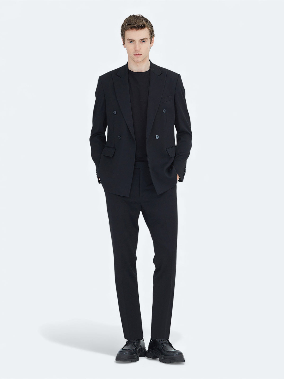Siyah Düz Modern Fit Takım Elbise