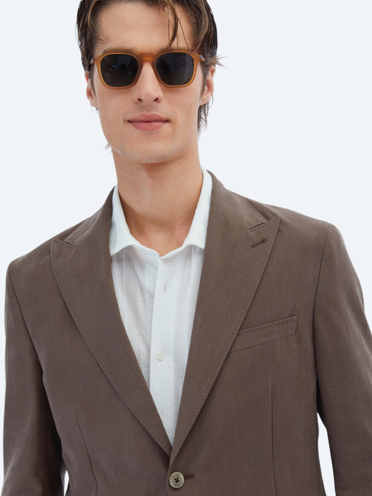 Kahverengi Düz Modern Fit Takım Elbise