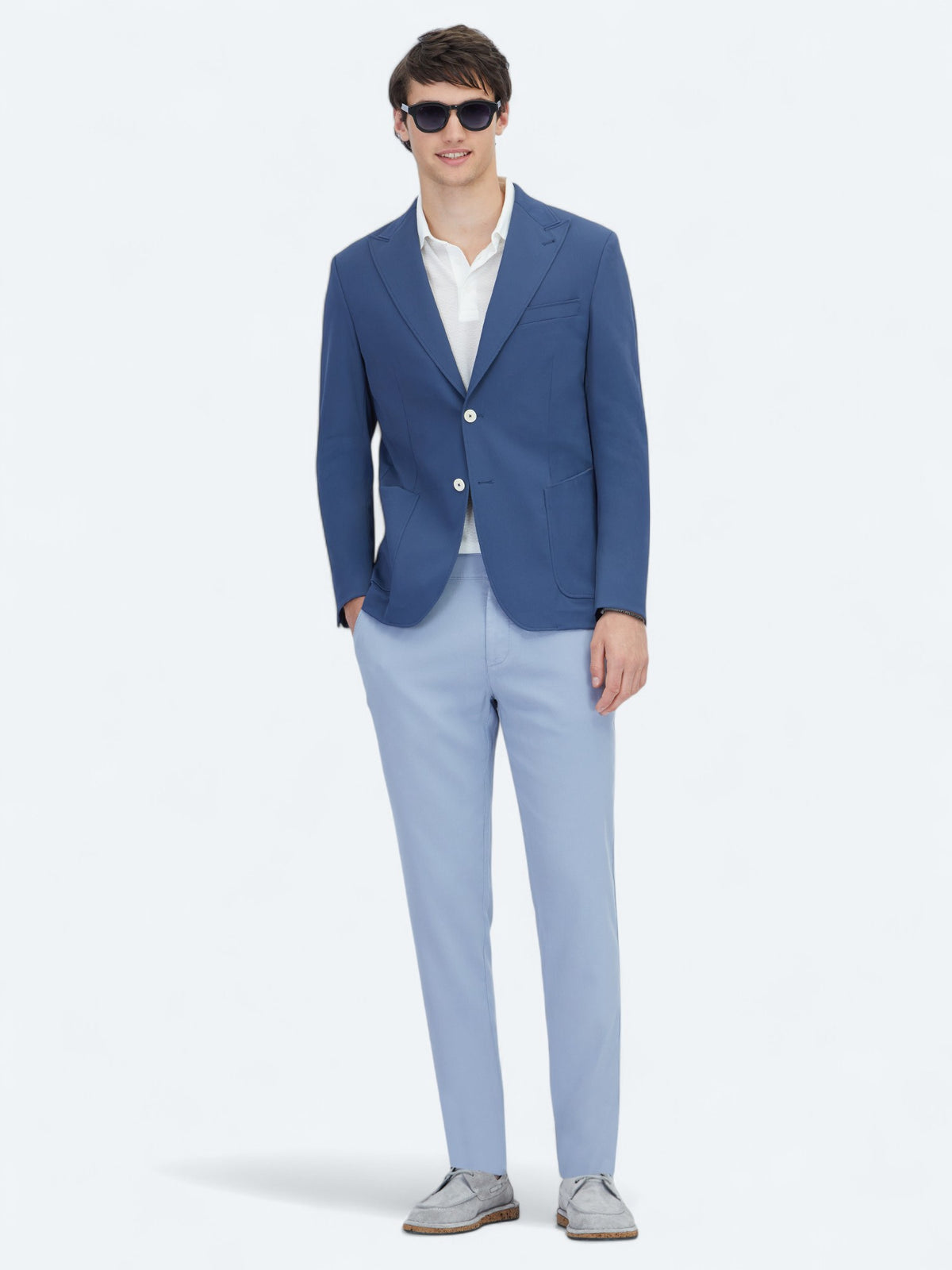 İndigo Desenli Modern Fit Ceket