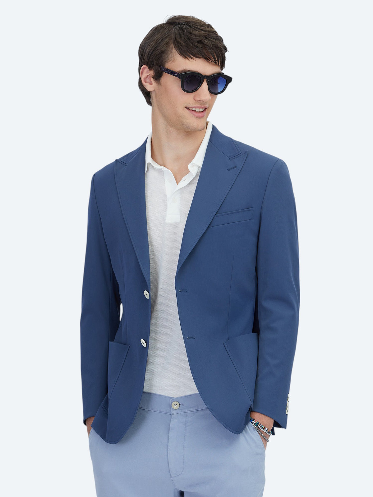 İndigo Desenli Modern Fit Ceket