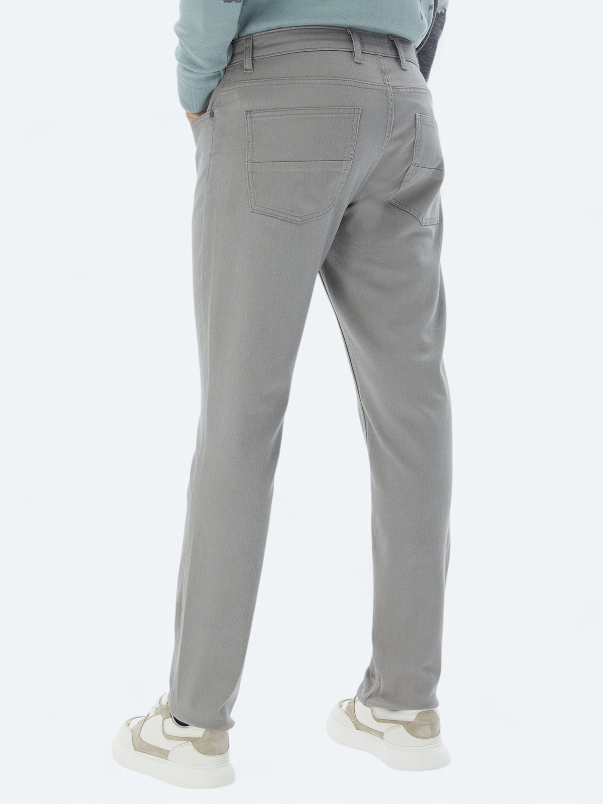 Gri Slim Fit Denim Pamuk Karışımlı Pantolon