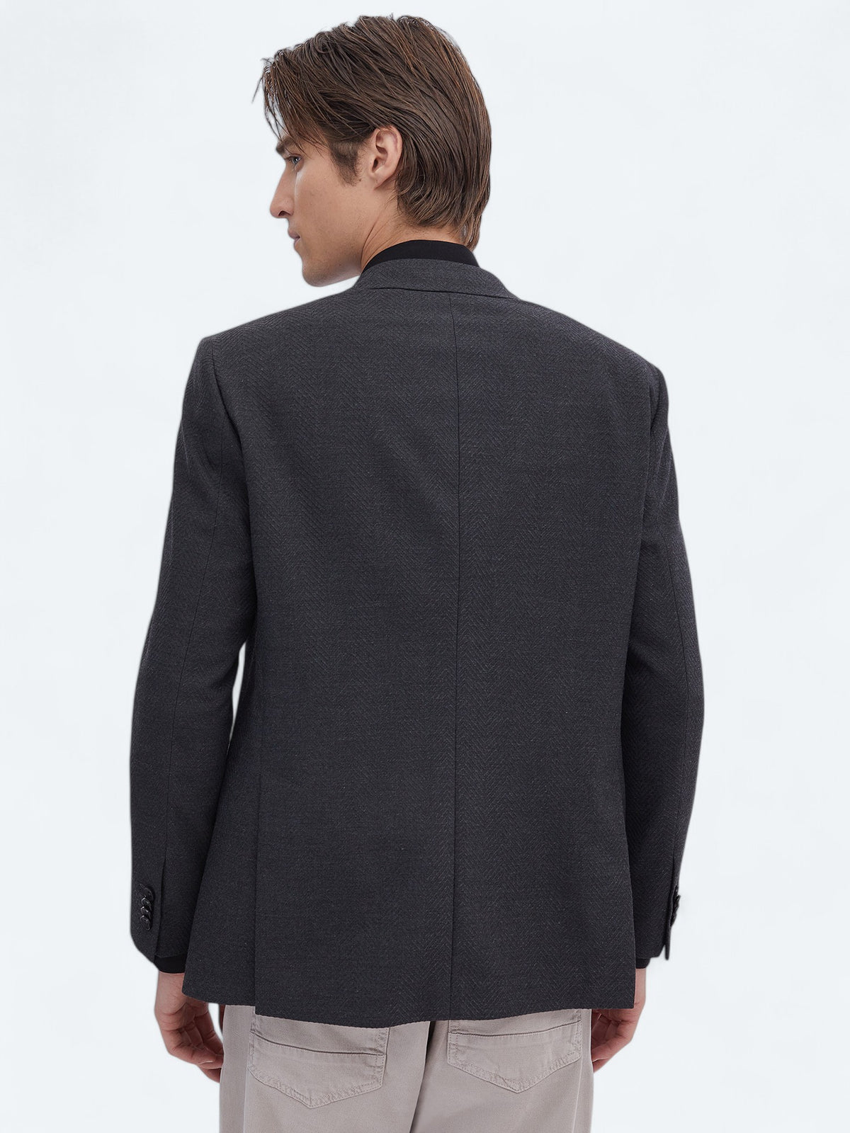 Antrasit Desenli Regular Fit Çevre Dostu Ceket