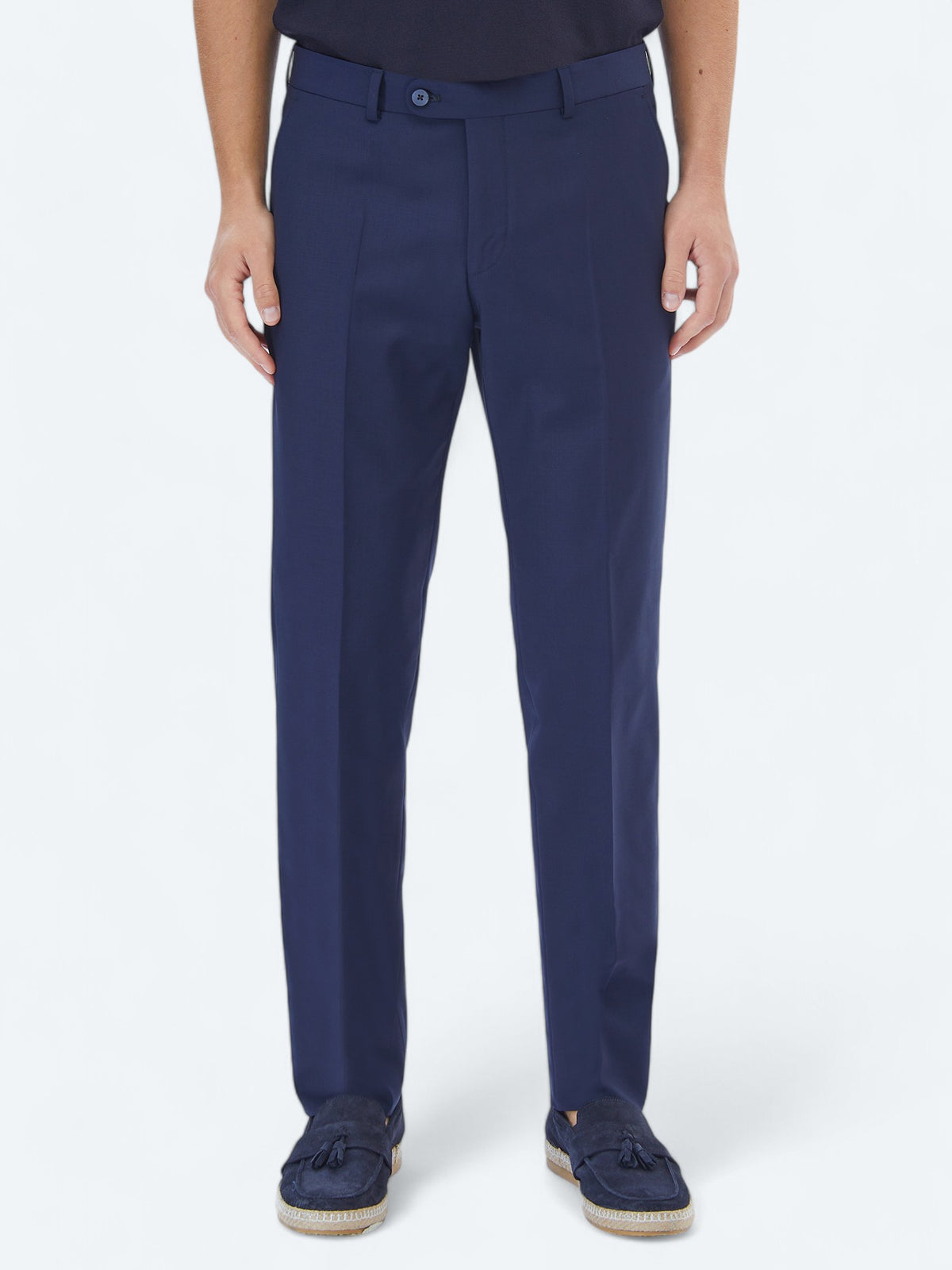 Saks Dokuma Fitted Fit Klasik Yün Karışımlı Pantolon