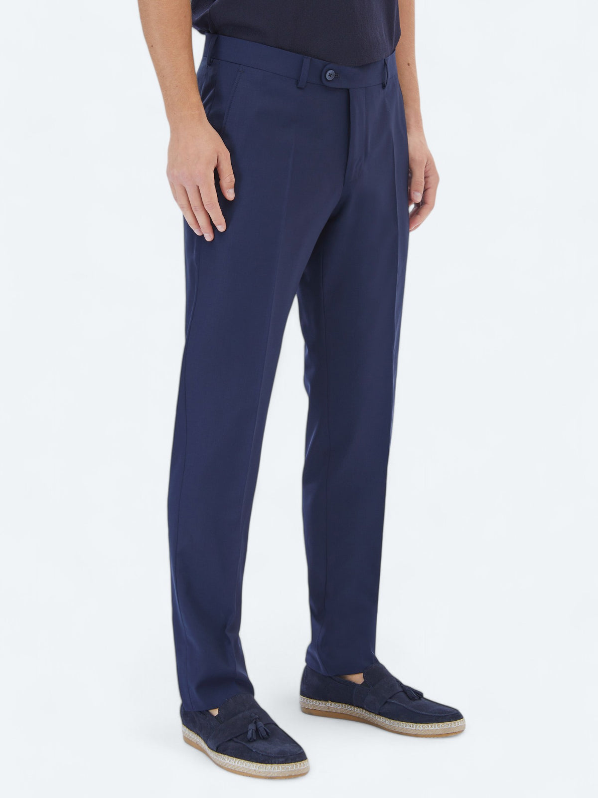 Saks Dokuma Fitted Fit Klasik Yün Karışımlı Pantolon