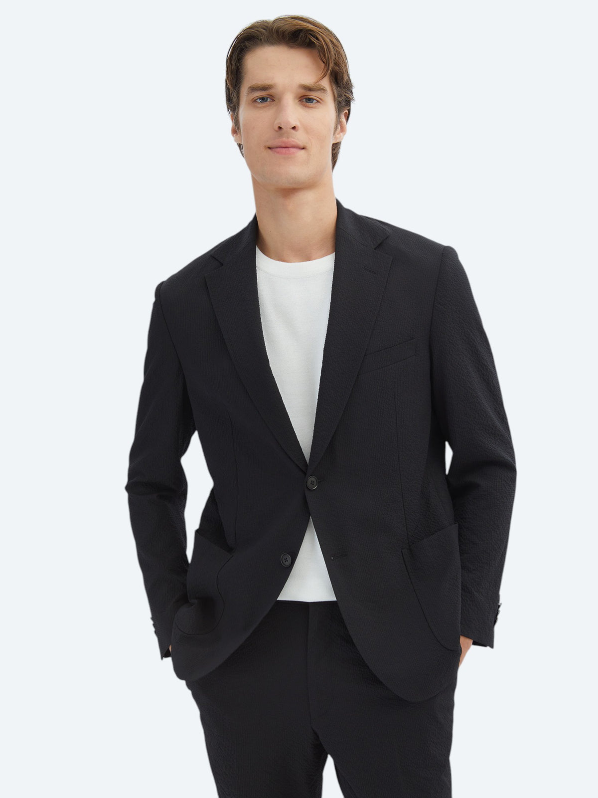 Siyah Desenli Modern Fit Takım Elbise