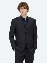 Lacivert Çizgili Modern Fit Yün Karışımlı Takım Elbise