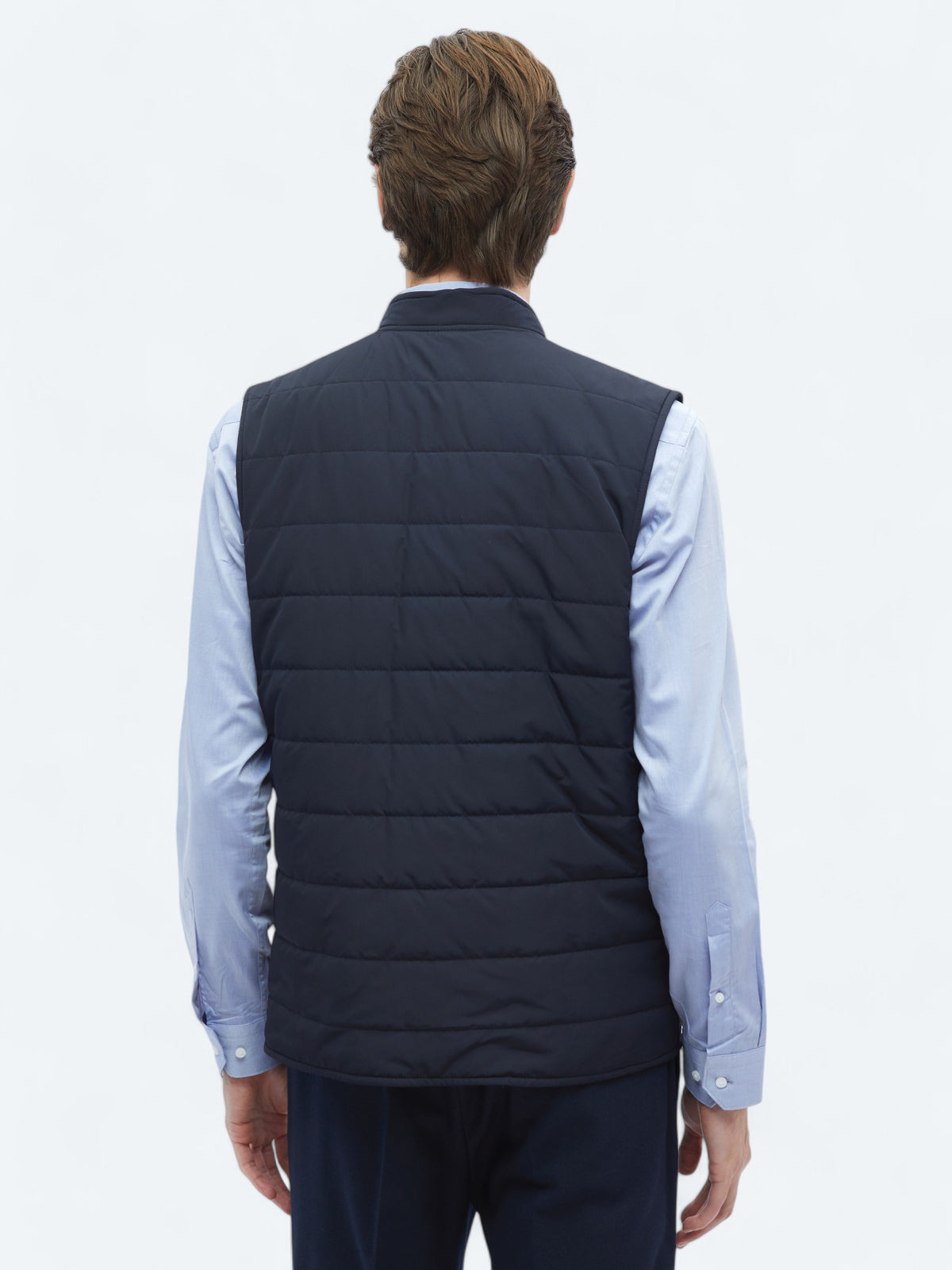 Lacivert Regular Fit Dik Yaka Casual Dokuma Spor Yelek