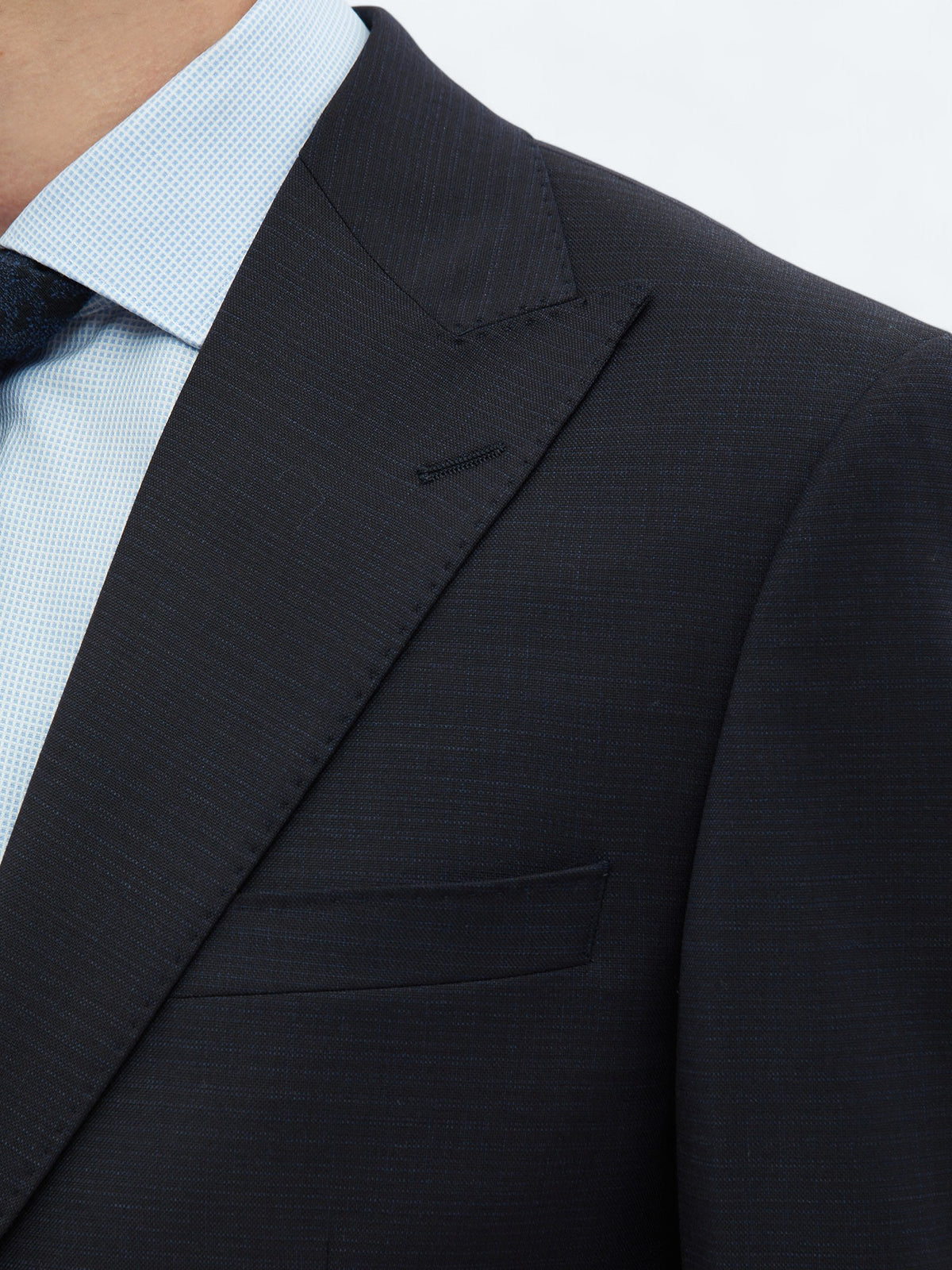 Siyah Desenli Modern Fit Yün Karışımlı Takım Elbise
