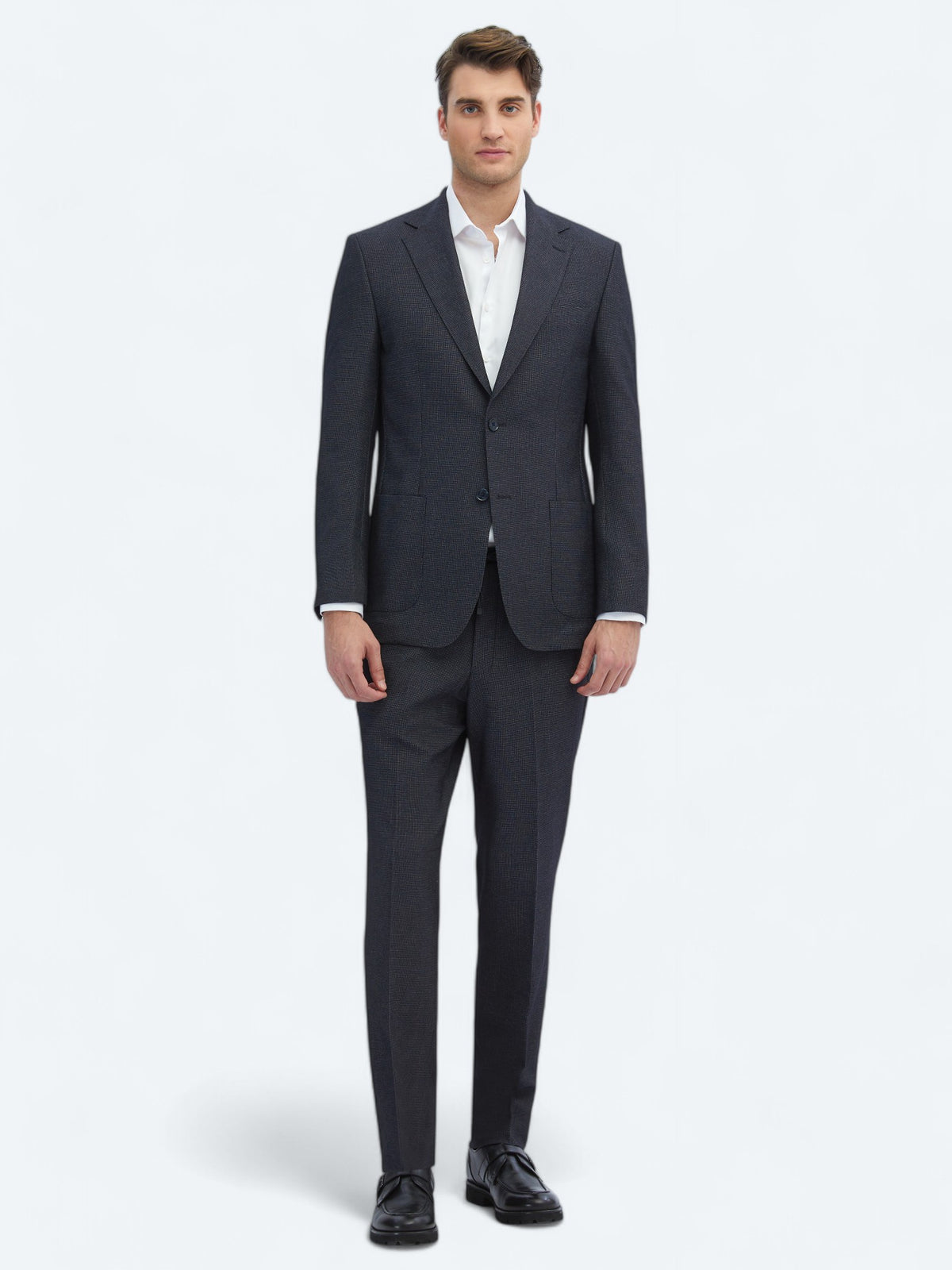Siyah Desenli Modern Fit Takım Elbise