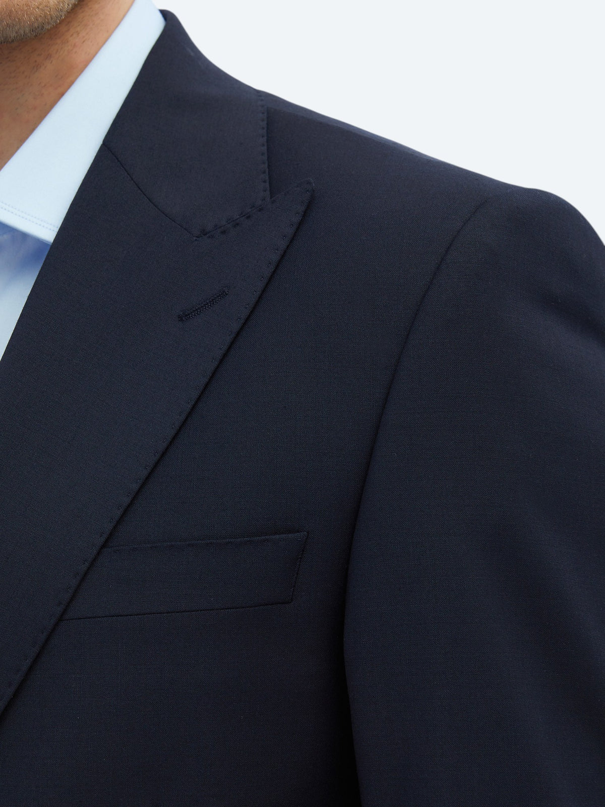 Lacivert Düz Modern Fit Yün Karışımlı Takım Elbise