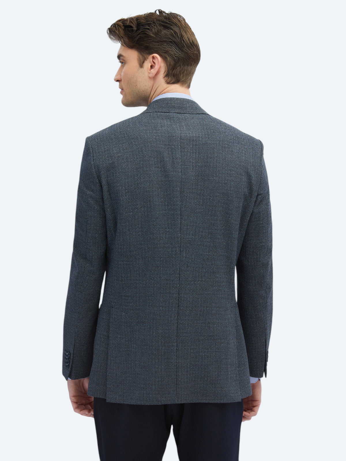 İndigo Desenli Modern Fit Ceket
