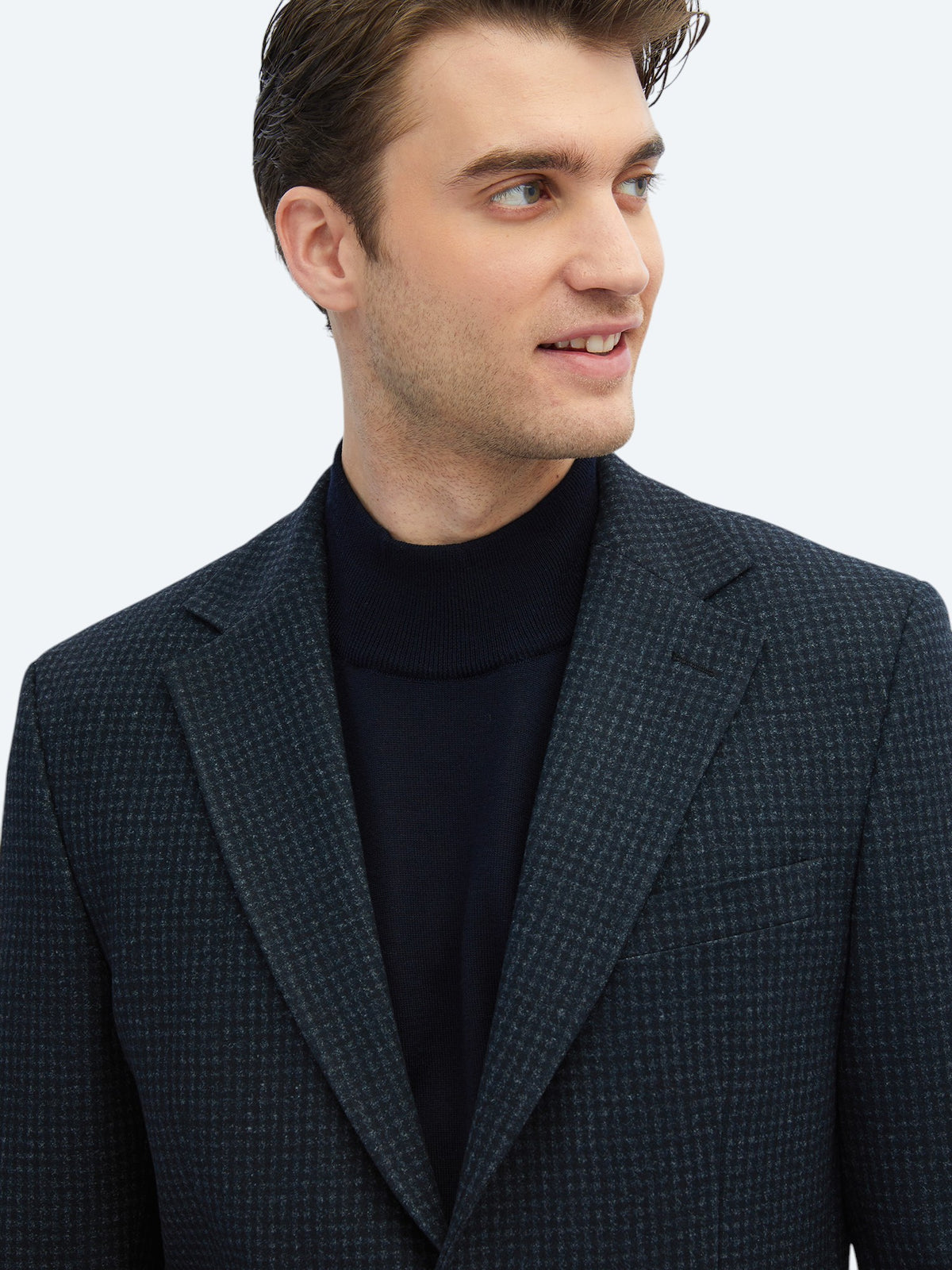 Lacivert Desenli Modern Fit Örme Ceket