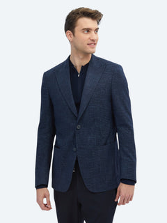 İndigo Desenli Modern Fit Ceket
