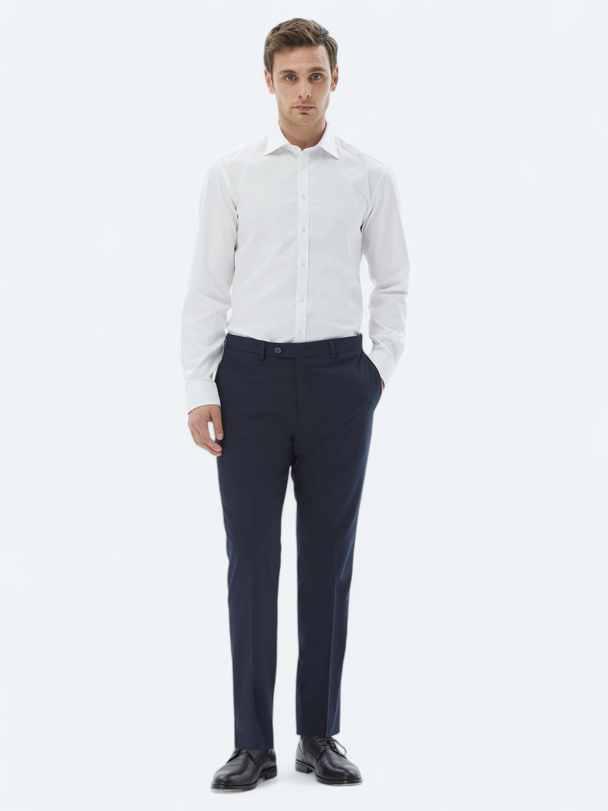 Beyaz Düz Slim Fit Uzun Dokuma Klasik %100 Pamuk Gömlek