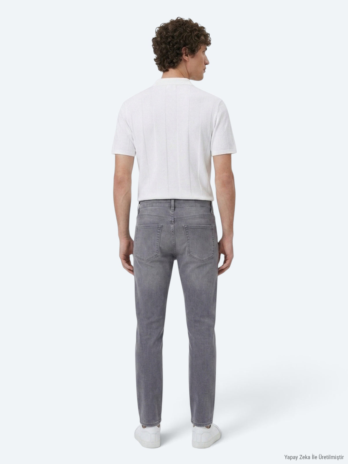 Gri Slim Fit Denim Pamuk Karışımlı Pantolon