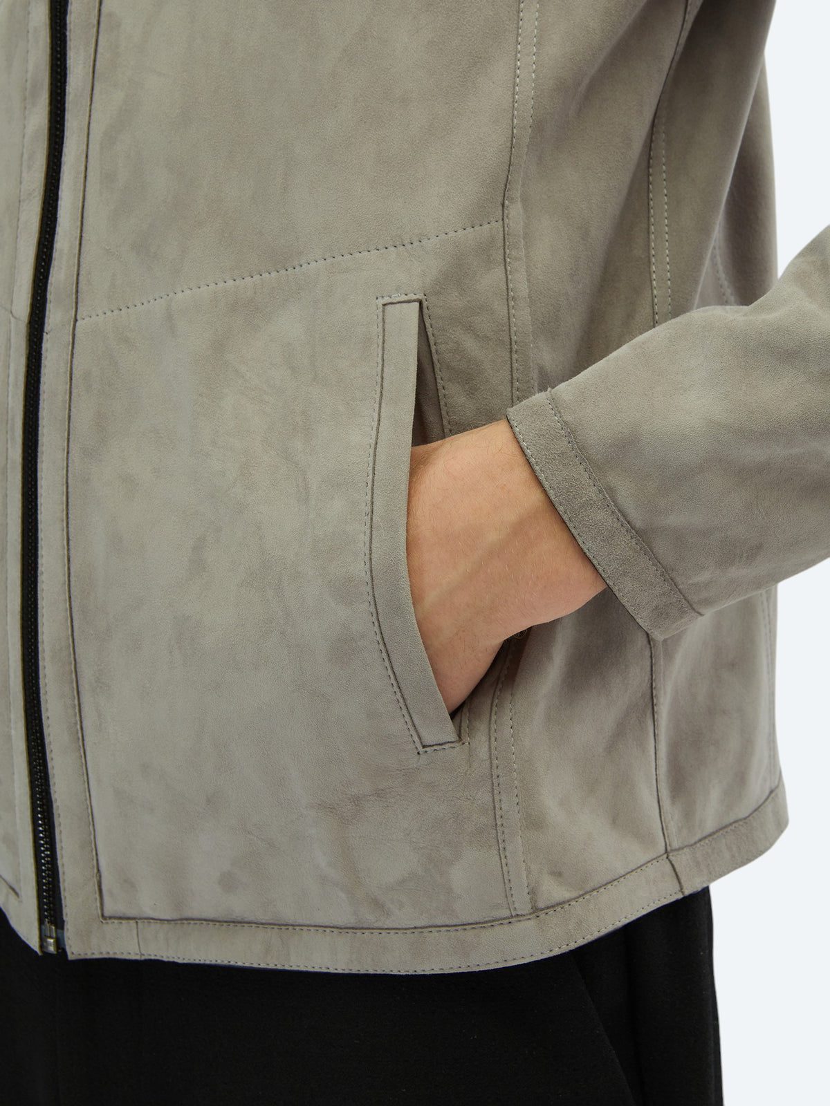 Gri Regular Fit Dik Yaka Smart Casual Çift Taraflı Deri Mont