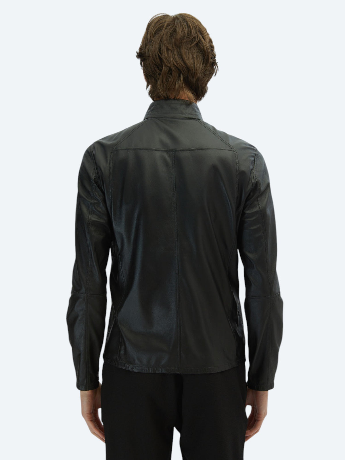 Gri Regular Fit Dik Yaka Smart Casual Çift Taraflı Deri Mont
