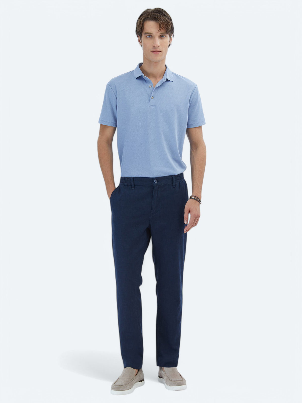 Mavi Jakarlı Polo Yaka T-Shirt